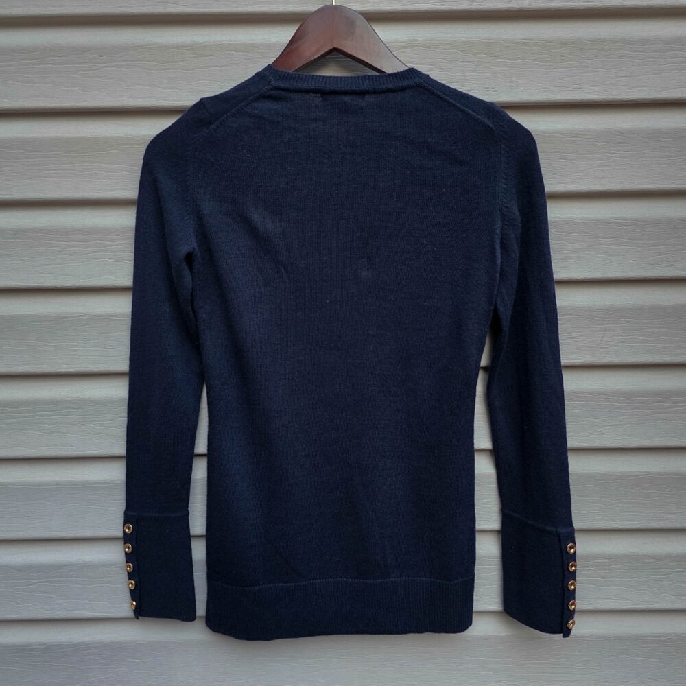 Lilly Pulitzer Hot Toddy Sweater XS Navy Blue Graphic Wool Blend‎ Slim Fit - Picture 4 of 5